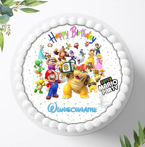 Für die Geburtstags Torte, Zuckerbild kompatibel mit: Super Mario, Essbares Foto für Torten, Fondant, Tortenaufleger Ø 20cm, 0071z von Digital-on