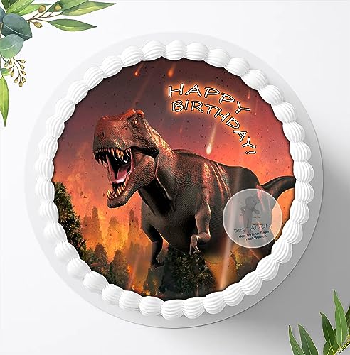 Für die Geburtstags Torte, Zuckerbild mit dem Motiv: Dinosaurier , Dino, Essbares Foto für Torten, Fondant, Tortenaufleger Ø 20cm, 0284c von Digital-on