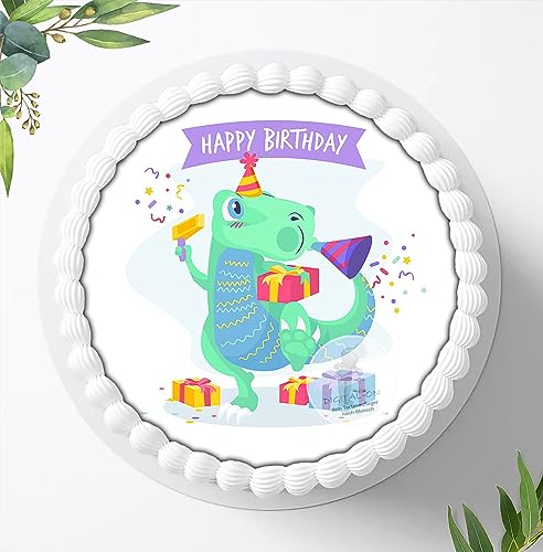 Für die Geburtstags Torte, Zuckerbild mit dem Motiv: Dinosaurier , Dino, Essbares Foto für Torten, Fondant, Tortenaufleger Ø 20cm, 0412c von Digital-on