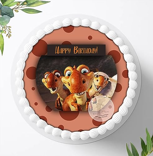Für die Geburtstags Torte, Zuckerbild mit dem Motiv: Dinosaurier , Dino, Essbares Foto für Torten, Fondant, Tortenaufleger Ø 20cm, 0413c von Digital-on
