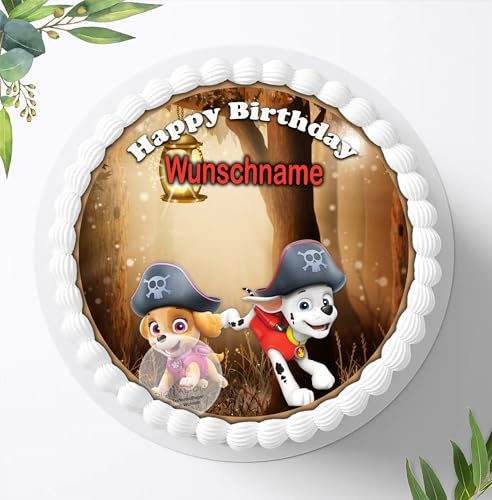 Paw Patrol + Wunschname Tortenaufleger Tortenbild Geburtstag Fondant Ø 20cm / 3837 von Digital-on