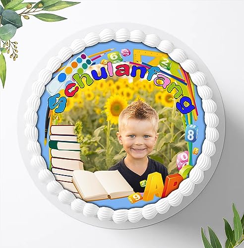 Tortenaufleger für Fototorte zum Schulanfang mit Ihrem Foto, Tortenbild Fondant Ø 20cm / 0201w von Roadlamp