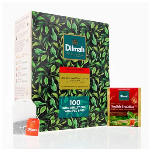 Dilmah® | Gourmet-Schwarztee-Englisches Frühstück | Heller und vollmundiger Single-Origin-Ceylon-Tee – 100 Filter (200 g) | Englisches Frühstück Ho.Re.Ca. von Dilmah