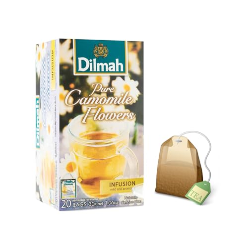 Dilmah® | Reine Kamillenblüten | Kamillenblütenaufguss ohne Koffein | Aromatischer Kamillen-Kräutertee – 20 Beutel (30 g) von Dilmah