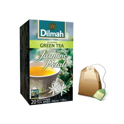 Dilmah® | Reiner Grüner Tee und Jasminblüten | Ceylon Grüner Tee Natürliches Aroma Jasmin - 20 Teebeutel (30 g) von Dilmah