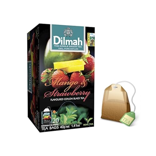 Dilmah® | Schwarzer Tee Mango und Erdbeere | Schwarzer Tee Ceylon Aromen Tropische Früchte - 1 x 20 Teebeutel (40 g) von Dilmah