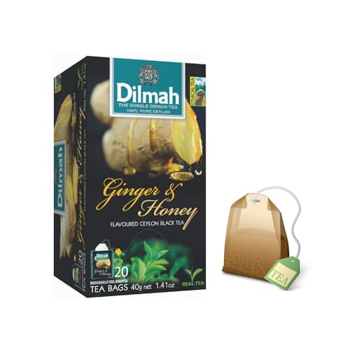 Dilmah® | Single Origin Schwarztee mit Honig und Ingwer | Ceylon-Schwarztee-Ingwer- und Honiggeschmack – 20 Teebeutel (40 g) von Dilmah