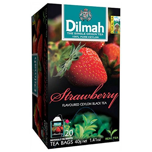 Schwarzer Tee aus Ceylon mit Erdbeergeschmack - 20 Teebeutel - Sri Lanka Erdbeer-Tee aus Ceylon-Dilmah Echter Tee von Dilmah