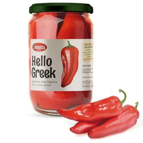 Hello Greek Dimitra geröstete rote Paprika, 500 g – Premium-Qualität, glutenfrei, ohne Konservierungsstoffe, laktosefrei, vegan, ganz natürlich, gesund, feuergeröstete rote Paprika Hello Greek Dimitra geröstete rote Paprika, 500 g – Premium-Qualität, glutenfrei, ohne Konservierungsstoffe, laktosefrei, vegan, ganz natürlich, gesund, feuergeröstete rote Paprika von Dimitra