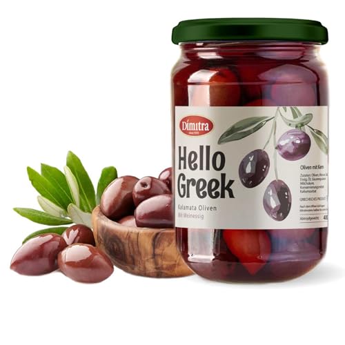 Hello Greek Dimitra Kalamata Oliven 400g - Glutenfreie, Laktosefreie, Vegane, Handgepflückte Oliven in Premium-Qualität Mit Reichem Geschmack aus Kalamata - Ideal Für Gesunde und Natürliche Snacks Hello Greek Dimitra Kalamata Oliven 400g - Glutenfreie, Laktosefreie, Vegane, Handgepflückte Oliven in Premium-Qualität Mit Reichem Geschmack aus Kalamata - Ideal Für Gesunde und Natürliche Snacks von Dimitra
