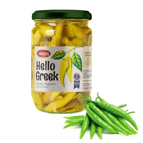 Hello Greek Dimitra Premium Griechische Eingelegte Paprika 300 g – Authentisches Griechisches Rezept, Laktosefrei, Glutenfrei, Vegan, Natürlich Konserviert – Milde Paprika für Pizzen und Sandwiches Hello Greek Dimitra Premium Griechische Eingelegte Paprika 300 g – Authentisches Griechisches Rezept, Laktosefrei, Glutenfrei, Vegan, Natürlich Konserviert – Milde Paprika für Pizzen und Sandwiches von Dimitra