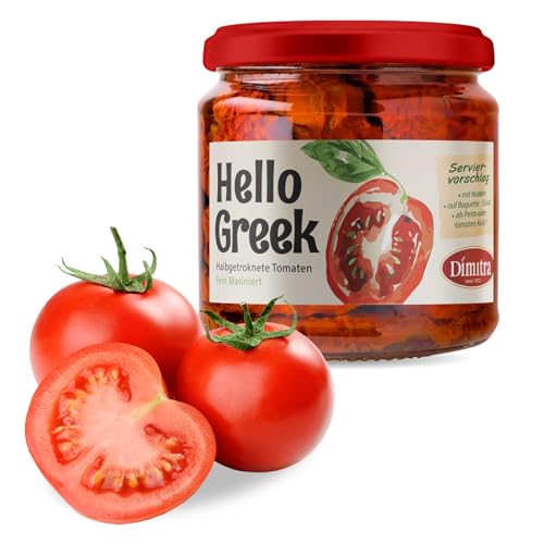 Hello Greek Dimitra Sonnengetrocknete Tomaten (350 G) – Mariniert in Öl Mit Griechischen Kräutern, Vegan – Ideal Für Pizza, Pasta, Salate Und Sandwiches Hello Greek Dimitra Sonnengetrocknete Tomaten (350 G) – Mariniert in Öl Mit Griechischen Kräutern, Vegan – Ideal Für Pizza, Pasta, Salate Und Sandwiches von Dimitra