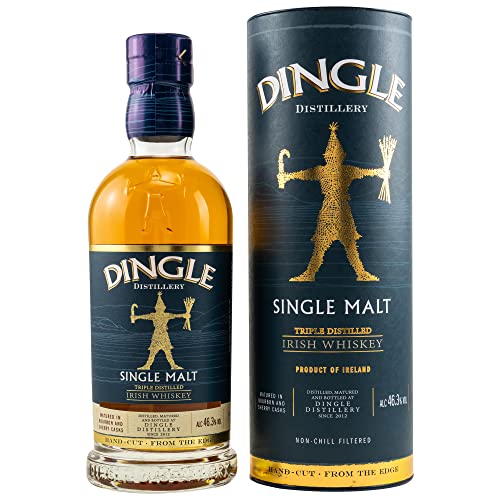 Dingle Single Malt Irish Whiskey I Triple Distilled I 46,3% Vol. I 700 ml I in Geschenkbox I Geschmack von Karamell und feiner Eichenwürze von Dingle