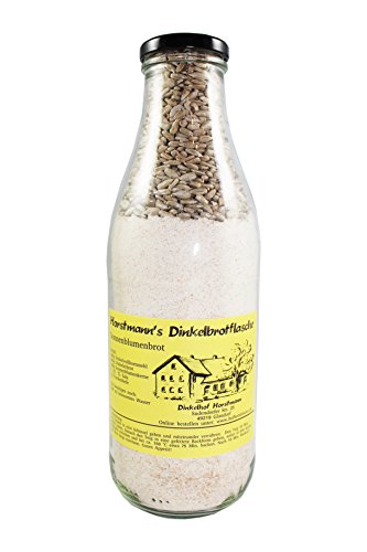 Dinkelbrotmischungen in der Flasche vom Dinkelhof Horstmann, Sonnenblumenbrot von Dinkelhof Horstmann