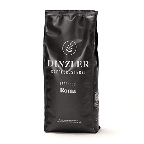Dinzler Kaffeerösterei Espresso Roma 1kg | ganze Espressobohnen | Ideal für Siebträgermaschine & Vollautomat | Kräftiger Espresso | fantastische Crema von ebaney