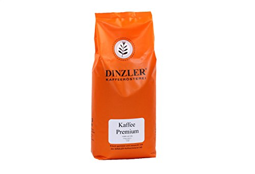 Dinzler Kaffeerösterei - Kaffee Premium - Kaffee | ganze Kaffeebohnen | kräftige Frühstückskaffee | wenig Säure | 1000g ganze Bohne | Ideal geeignet für Vollautomaten | Hervorragendes Aroma von Dinzler Kaffeerösterei