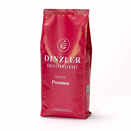 Dinzler Kaffeerösterei - Kaffee Premium - Kaffee | ganze Kaffeebohnen | kräftiger Frühstückskaffee | wenig Säure | 1kg ganze Bohne | Ideal geeignet für Vollautomaten | Hervorragendes Aroma von Dinzler Kaffeerösterei