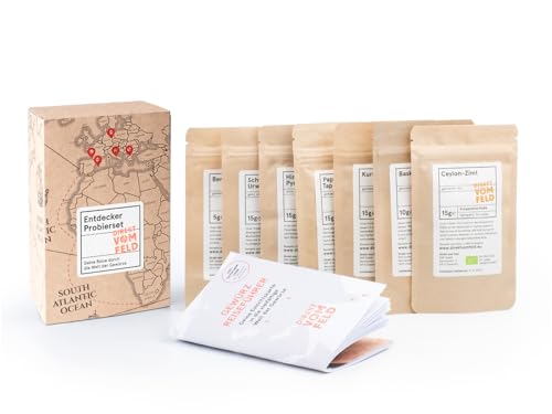Direkt vom Feld | Entdecker-Probierset | Geschenkset aus 8 BIO Gewürzen mit Rezepten von Direkt vom Feld