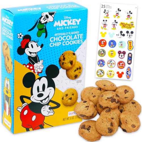 Mickey Mouse Schokoladenkekse Snackbox (170 ml) – Speisekammer, Geburtstagsparty, Gastgeschenke, Kekspackung mit Mickey Mouse Keksen, Süßigkeiten und Aufklebern, Kinder-Snacks für die Schule von Disney
