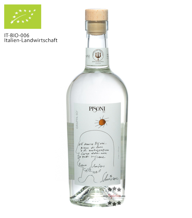 Pisoni Trentina del Sole Grappa Bio (50 % Vol., 0,7 Liter) von Distilleria F.lli Pisoni