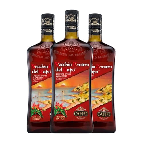 Liköre Fratelli Caffo Vecchio Amaro del Capo Red Hot Edition 70 cl (Karton mit 3 Flaschen von 70 cl) von Distilleria Fratelli Caffo