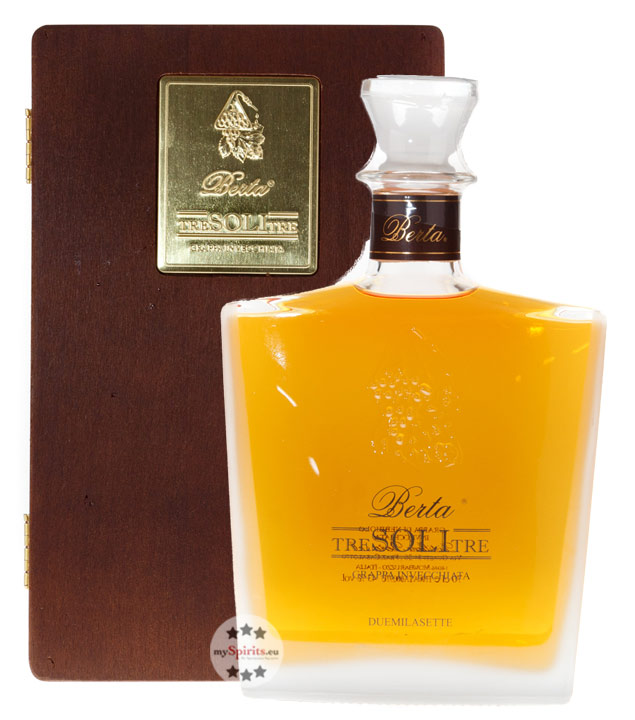 Berta Tre Soli Tre Grappa Invecchiata in Holzkiste (43 % Vol., 0,7 Liter) von Distillerie Berta