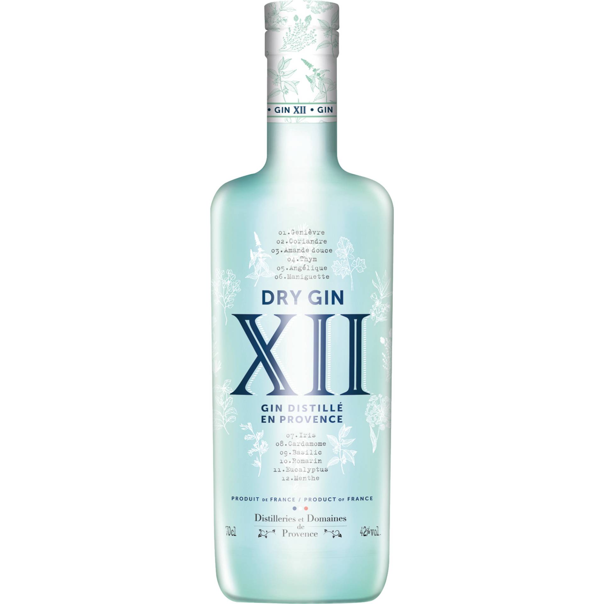 Gin XII, 42% vol., 0,7 L, Spirituosen von "Distilleries et Domaines de Provence",04300,Forcalquier,Frankreich