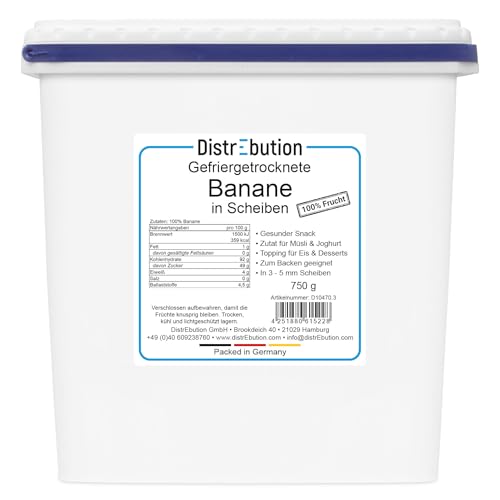 Gefriergetrocknete Bananen 750g Bananenscheiben, Knuspriger Snack in Scheiben, Ohne Zucker, Vegan von DistrEbution