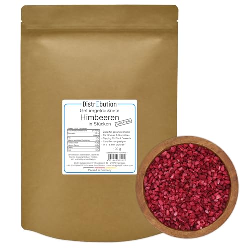 Gefriergetrocknete Himbeeren 100g Knuspriger Snack, Ohne Zucker, Vegan von DistrEbution
