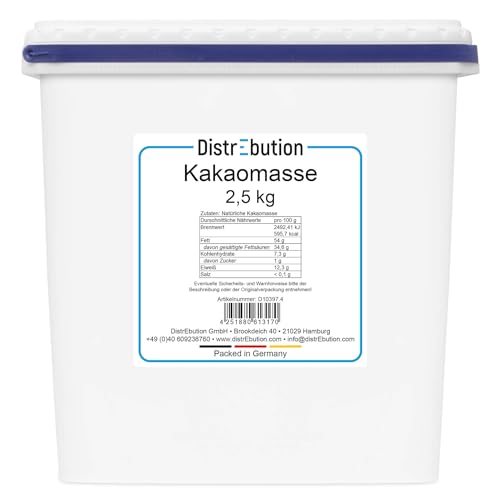 Kakaomasse 2,5kg rohkost ohne Zuckerzusatz vegan von DistrEbution