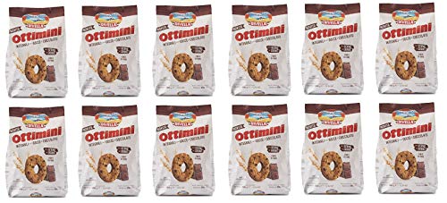 12x Divella Ottimini Integrali con gocce di cioccolato Vollkornkekse mit Schokoladenstückchen und Weizenkeimen Italienische Kekse 350g biscuits cookies von Divella