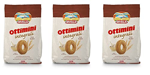 3x Divella Ottimini Integrali Vollkornkekse Kekse mit Vollkornmehl 700g Biscuits Cookies italienische Kekse von Divella
