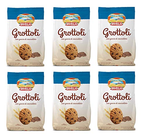 6x Divella Grottoli con gocce di cioccolato Italienische Shortbread Kekse Mit Schokoladenstückchen 400g biscuits cookies von Divella