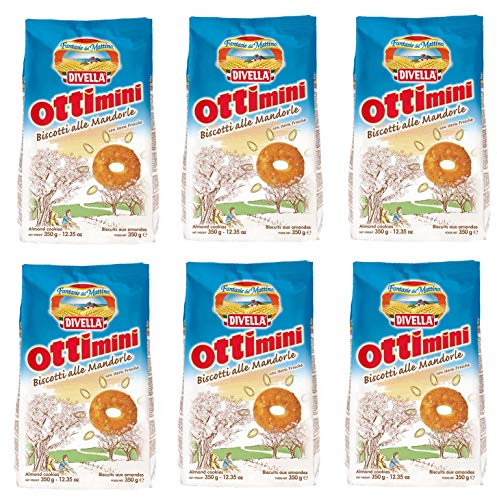 6x Divella Ottimini Biscotti alle Mandorle Shortbread Kekse mit gehackten Mandeln 350g biscuits cookies italienische Kekse von Divella