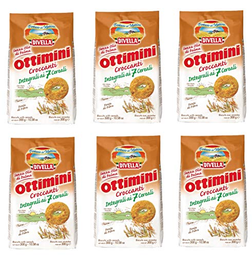6x Divella Ottimini Croccanti Integrali 7 Cereali Vollkornkekse mit 7 Müsli 300g Biscuits Cookies italienische Kekse von Divella