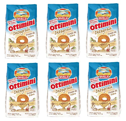 6x Divella Ottimini Integrali Vollkornkekse 400g Biscuits Cookies italienische Kekse von Divella