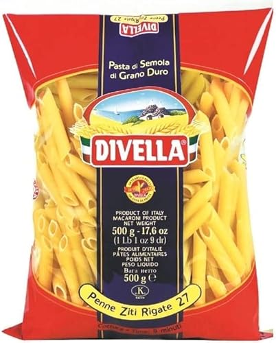 DIVELLA DURUM WEIZEN SEMOLINA PENNE ZITI RIGATE 27 24X500 GR von Divella