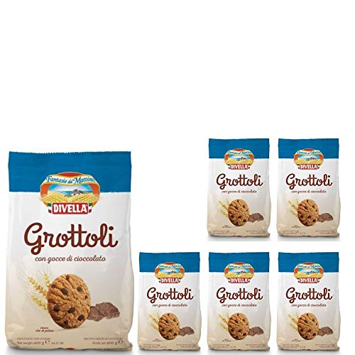 Divella Grottoli Biscotti con Gocce di Cioccolato 6 Confezioni da 400 grammi von Divella