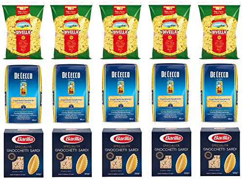 Testpaket Gnocchetti Sardi Barilla Divella De Cecco Italienische Kurze Pasta ( 15 x 500g ) Nudeln von Divella