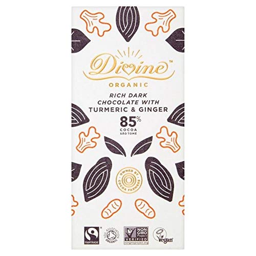 Divine Organic 85% Dark with Turmeric & Ginger 80g Divine Organic 85% Dark with Turmeric & Ginger 80g von Divine