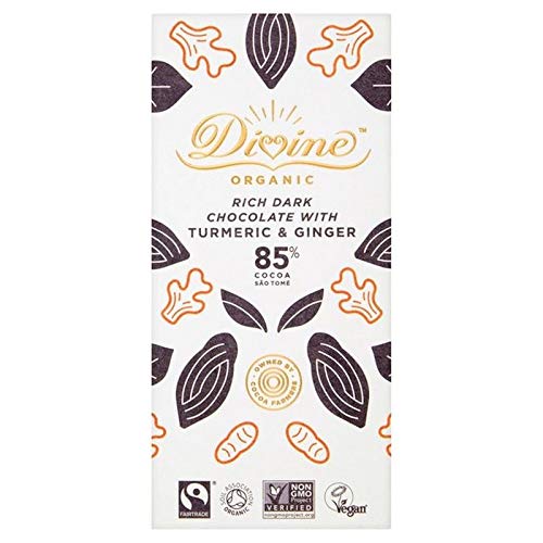 Divine Organic 85% Dark with Turmeric & Ginger 80g von Divine