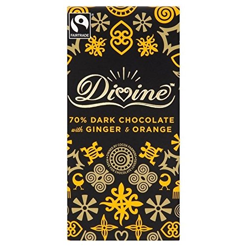 Göttliche 70% dunkle Schokolade mit Ingwer und Orange 100 g (Packung mit 2) von Divine