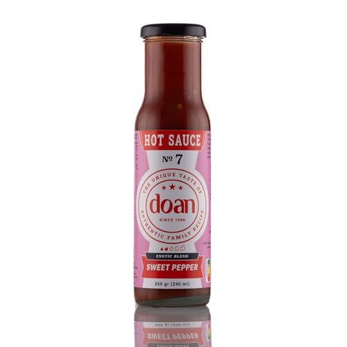 DOAN® Hot Sauce No. 7 Sweet Pepper 240ml-260gr | Mittelscharf | Exotische Süße Tomaten-Chili-Sauce | Langsam geschmort, Kleinserie | Perfekt für Dips, Chicken Wings & Pommes von Doan