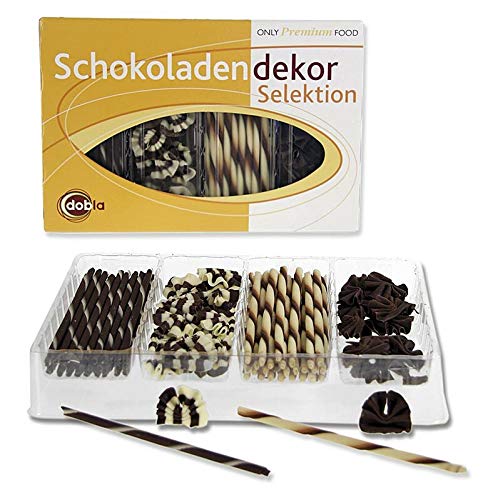 Schoko Dekorsortiment - Selektion 2, 4 Sorten Cigarillos & Fächer, 260g, ca.90 St von Dobla B.V.