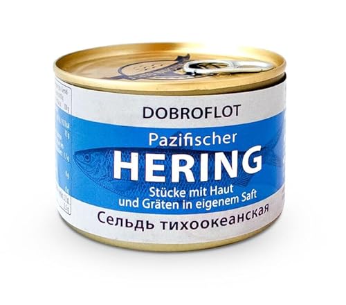 Dobroflot Pazifischer Hering - Stücke mit Haut und Gräten in eigenem Saft 250g von Dobroflot
