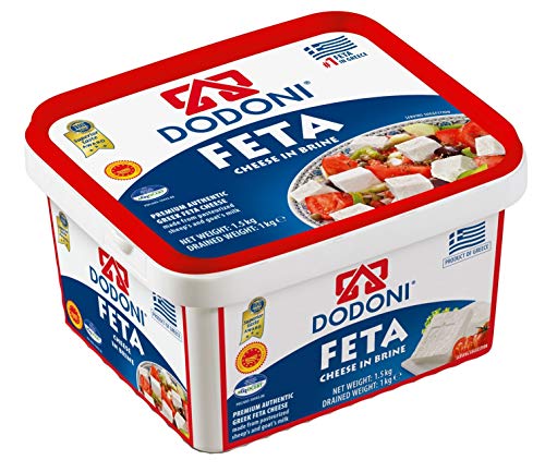 Dodoni Feta Schafkäse - 1x 1kg - Fetakäse griechischer Feta Schafskäse in Salzlake Premium Qualität Superior Award 2018 43% Fett i.Tr. aus Griechenland 70% Schaf 30% Ziege Plastikbehälter von Dodoni