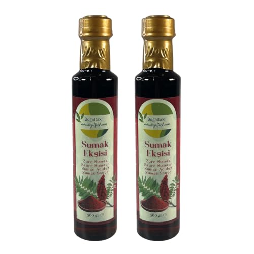 Doğaltakıl Saure Sumach 300 gr – Sumach Essenz für Salate, Mezze, Marinaden, Fleisch & Mediterrane Küche – Hochwertige Glasflasche (2) von Doğaltakıl