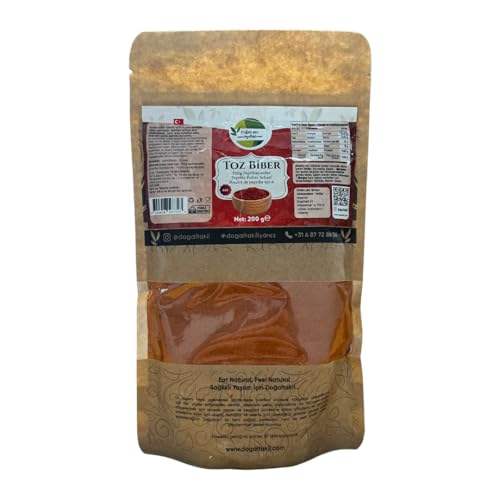 Scharfes Rotes Paprikapulver, Gemahlener Roter Paprika, Rotes Paprikapulver, 100% Natürlich, Schonend Getrockneter und Gemahlener Roter Paprika (200, Gramm) von Doğaltakıl