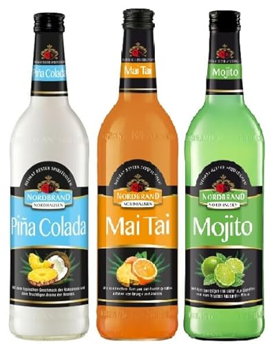 3 Flaschen Nordbrand Cocktail Mix a 0,7 L 15% vol. Mix aus 3 Sorten 1x Mojito, 1x Mai Tai, 1x Pina Colada von Doktor