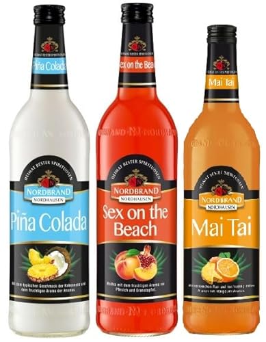 3 Flaschen Nordbrand Mix a 0,7 L 15% vol. Mix aus 3 Sorten 1x Mai Tai, 1x Sex on the Beach,1 x Pina Colada von Doktor